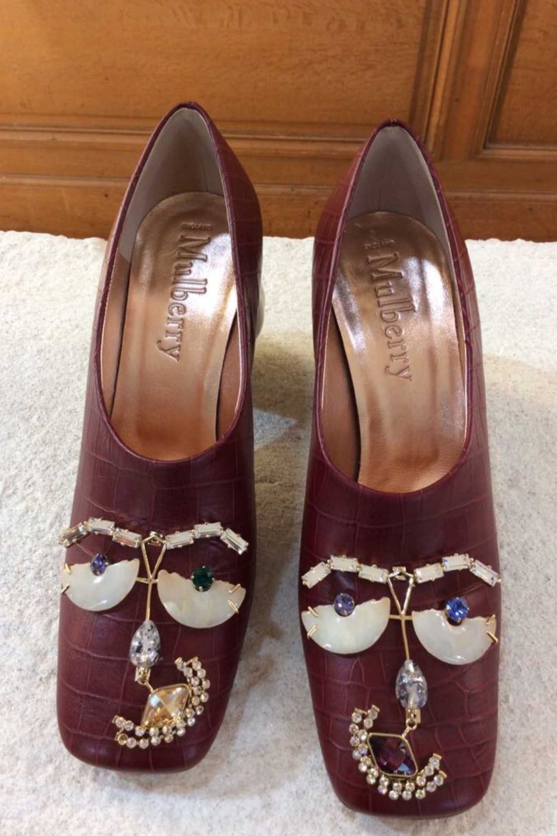 The embellishment on shoes and accessories for Mulberry Spring/Summer 2018 conjured digging up flower-bed finds