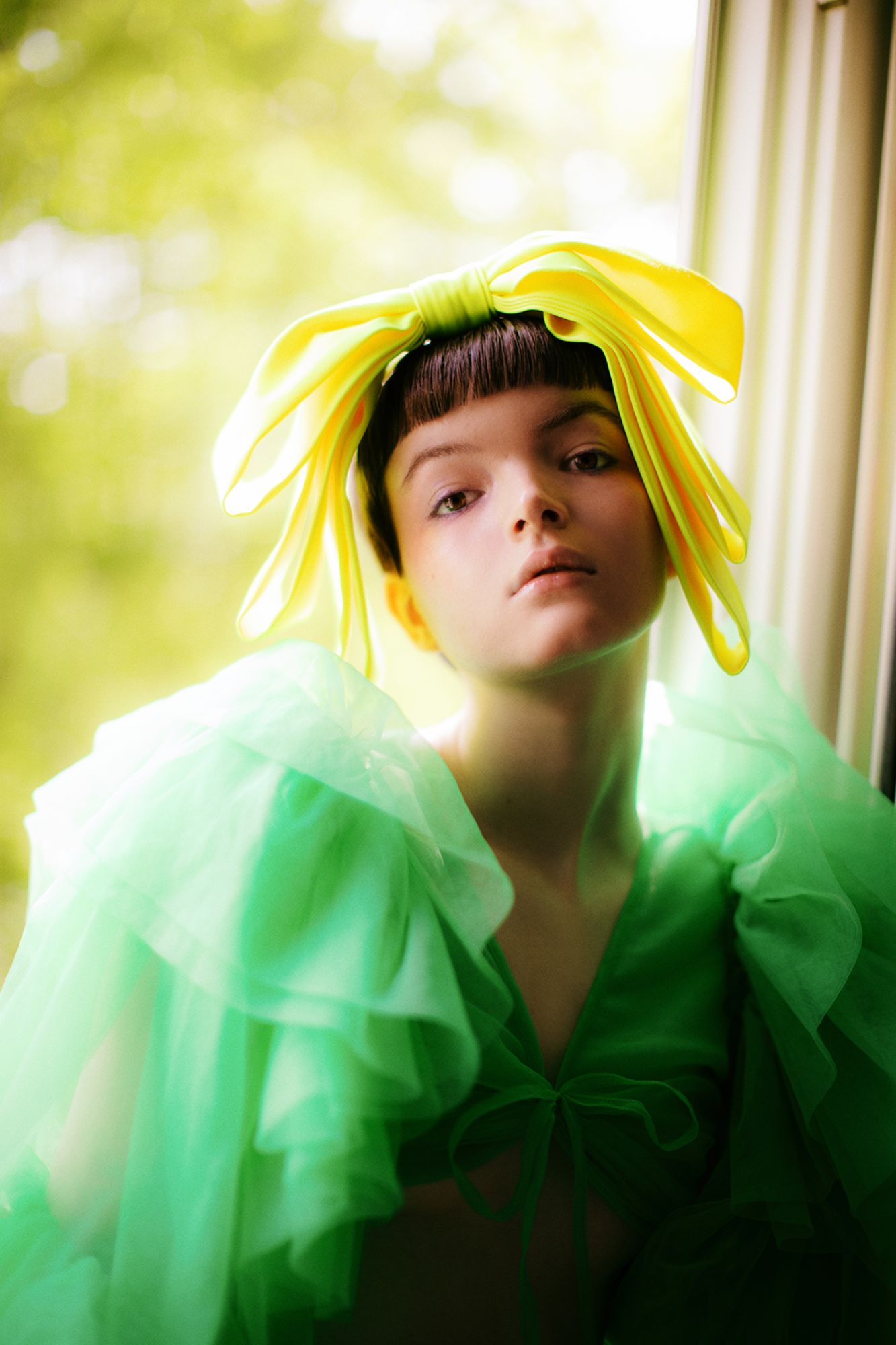 Headpiece, Giuseppe Tella. Top, Judith Bondy.