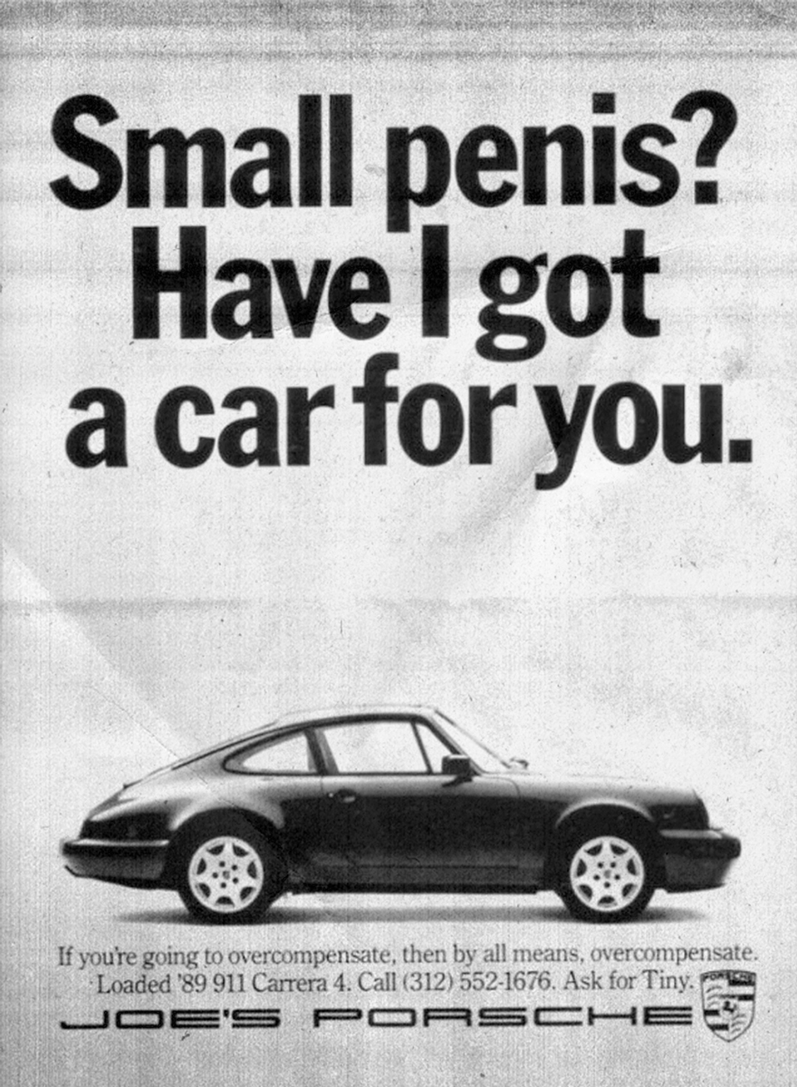 © Porsche 1989, Joe’s Porche, an automobile stand, announced the 911 Carrera 4 model of 1989. Apparently, they were ahead of their time: in 1993 the add was premiered on the The One Show, a prestigious contest of creativity in publicity and marketing.