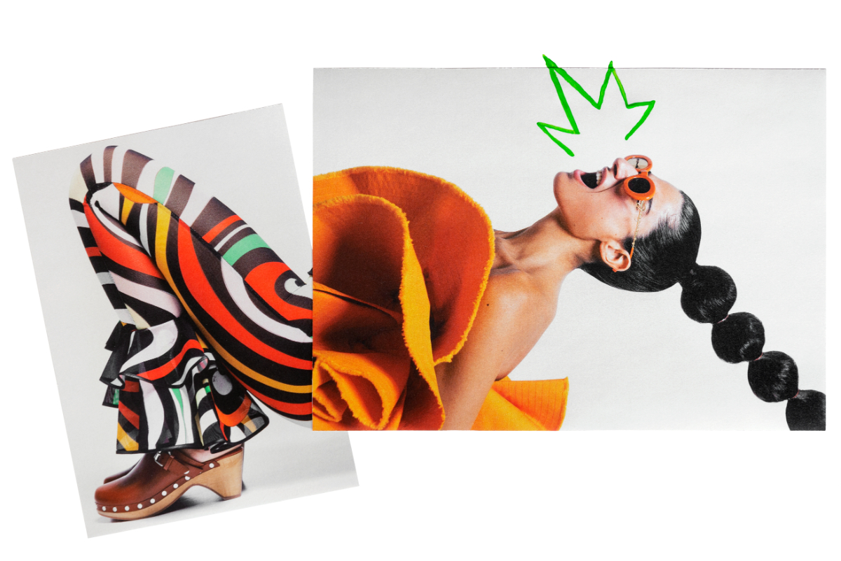 Saia (usada como top) e óculos de sol, JACQUEMUS. Calças, PUCCI. Clogs, ISABEL MARANT.