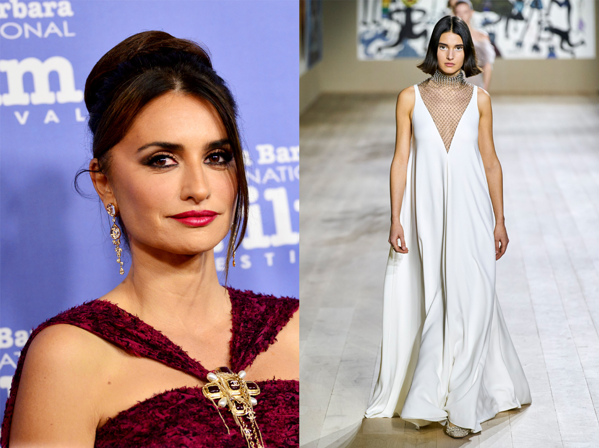 À direita: Penélope Cruz © Getty Images | À esquerda: Dior Alta-Costura, primavera/verão 2022 © ImaxTree