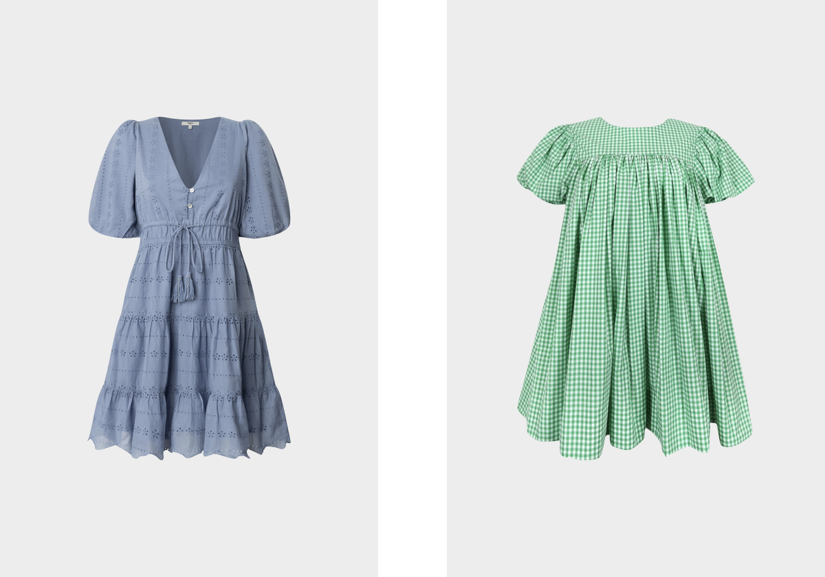 Em algodão, € 89,90, Pepe Jeans; Miyo em algodão, preço sob consulta, Sandy Liang.