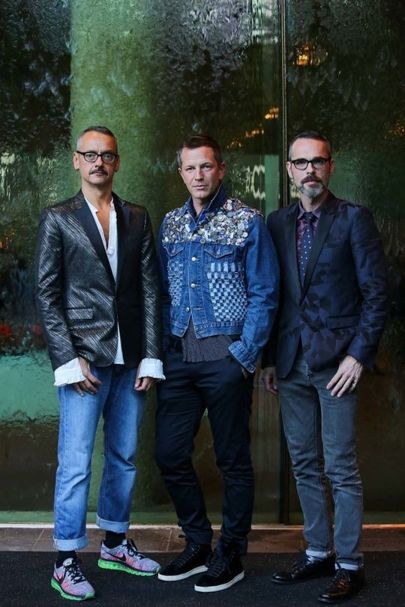 Viktor Horsting (left) and Rolf Snoeren (right) with exhibition curator Thierry-Maxime Loriot (centre)