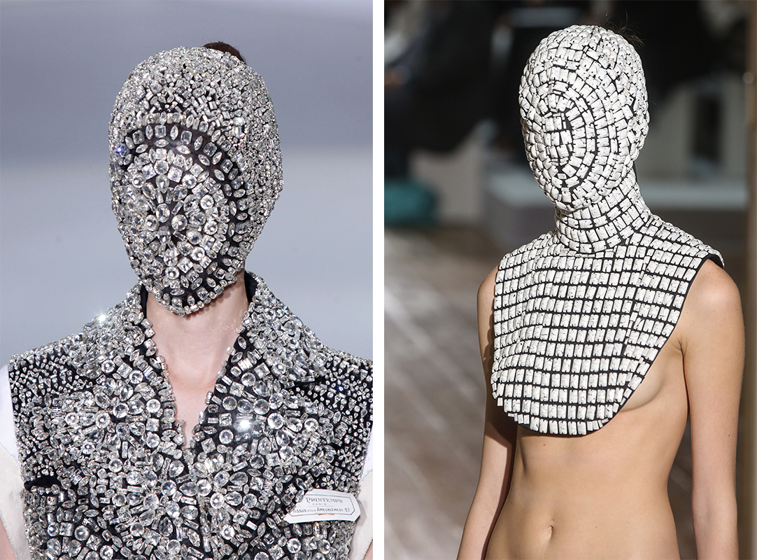 À esquerda: Maison Martin Margiela Artisinal, outono/inverno 2012. À direita: Maison Martin Margiela Artisinal, outono/inverno 2013. © Getty Images