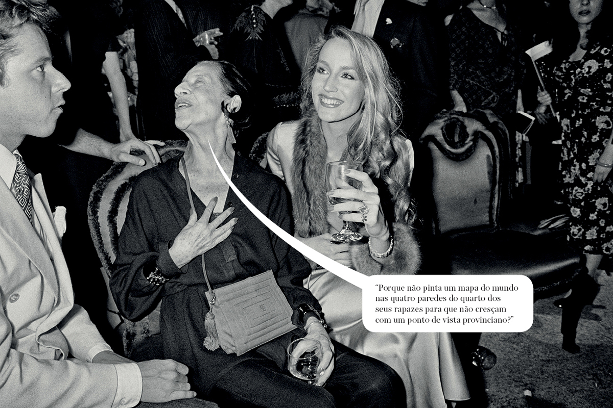 Com Jerry Hall, na front row de um desfile em Nova Iorque, 1981.