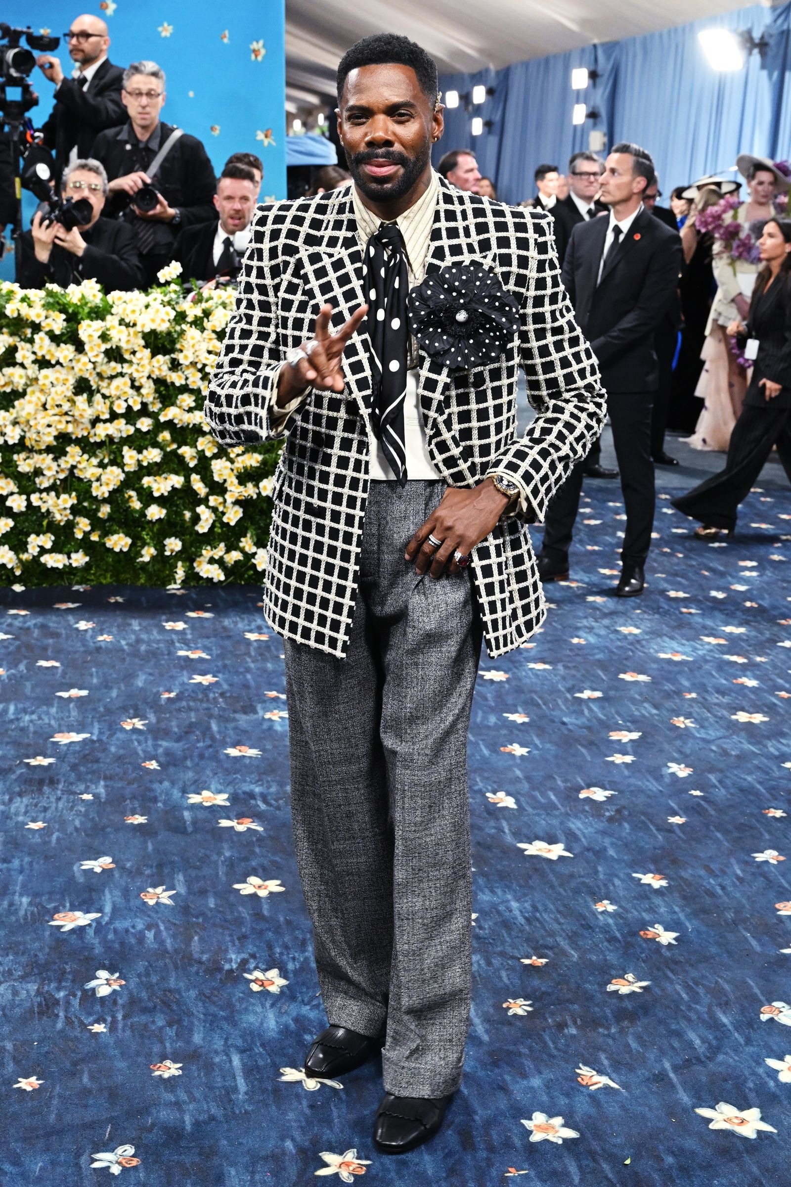 Colman Domingo na Met Gala 2025, que celebra o tema Superfine: Tailoring Black Style, no Metropolitan Museum of Art.