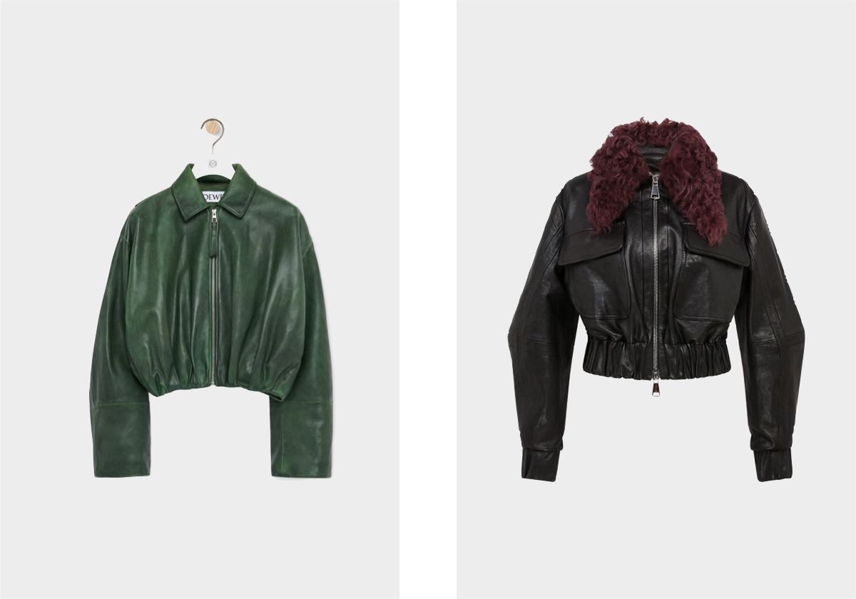 Em pele, € 5.200, Loewe; Cie em pele, € 2.630, 16Arlington.