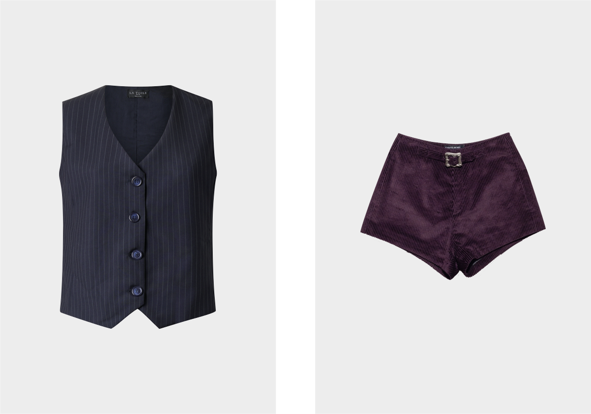 Colete Psiche em lã, € 375, La Toile Milan; calções em algodão, preço sob consulta , Enfants Riched Dèprimès.