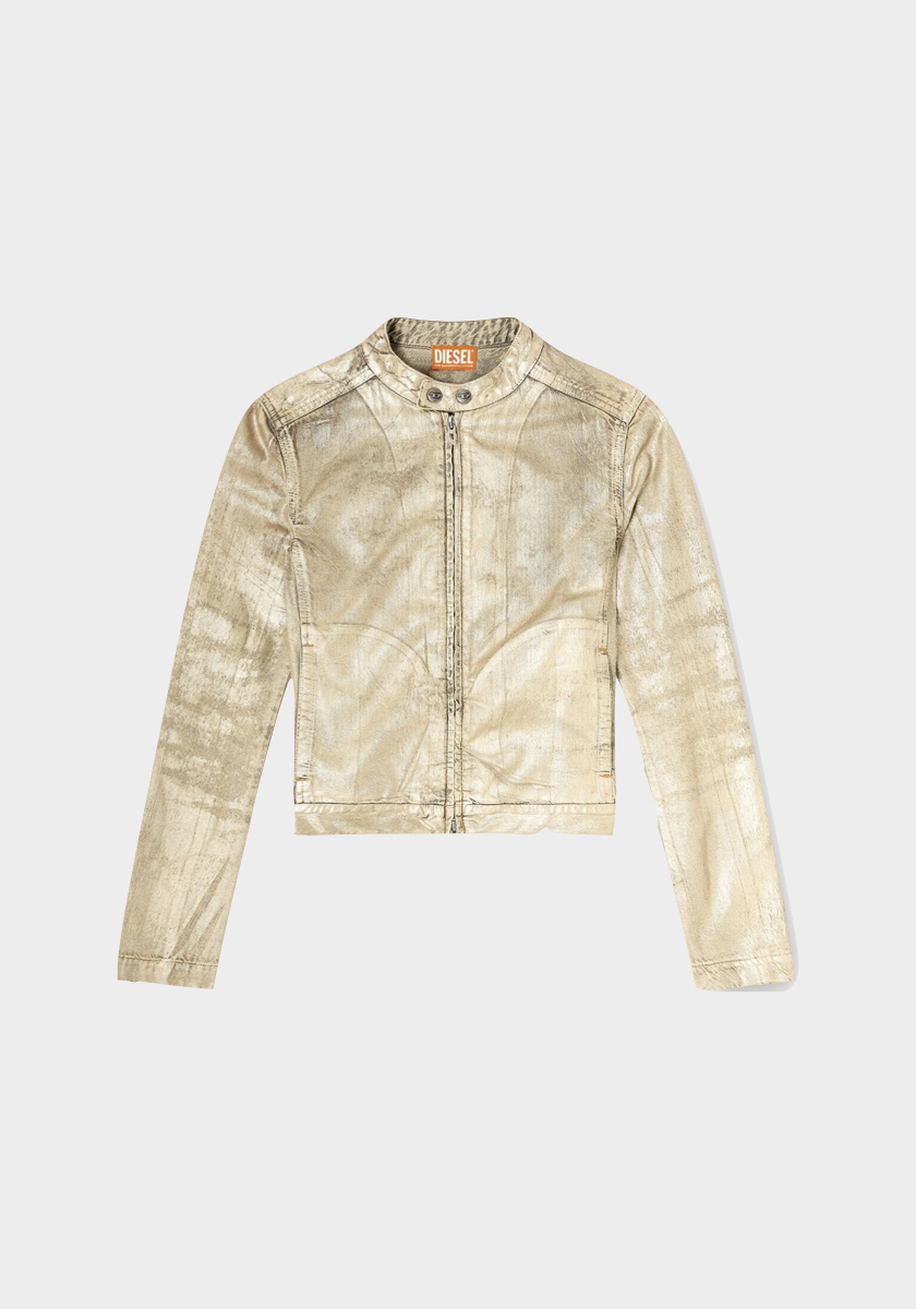 Casaco Moto em denim, € 350, Diesel.