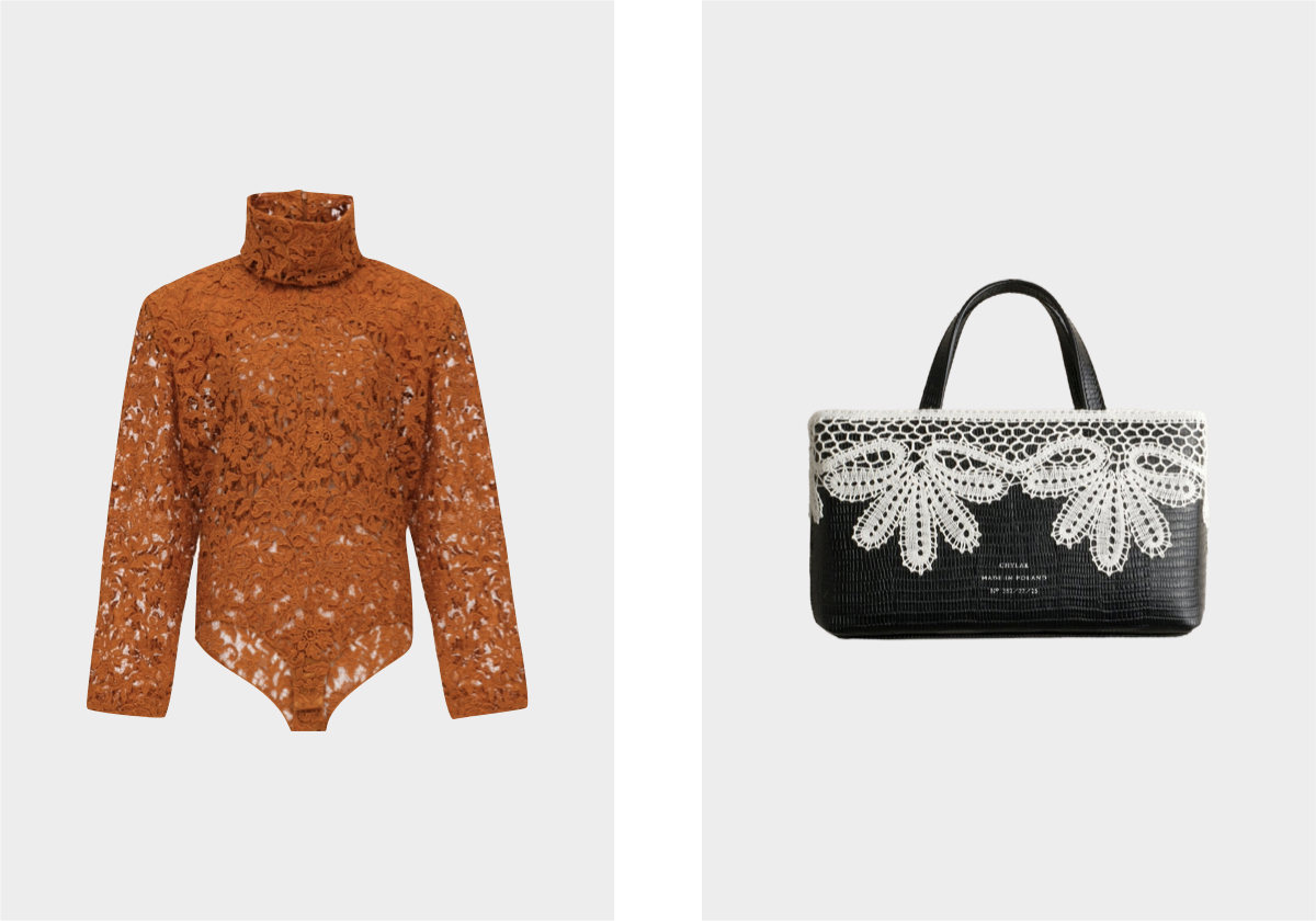 Body em poliéster, € 11.500, Saint Laurent by Anthony Vaccarello; carteira em pele, € 755, Chylak.