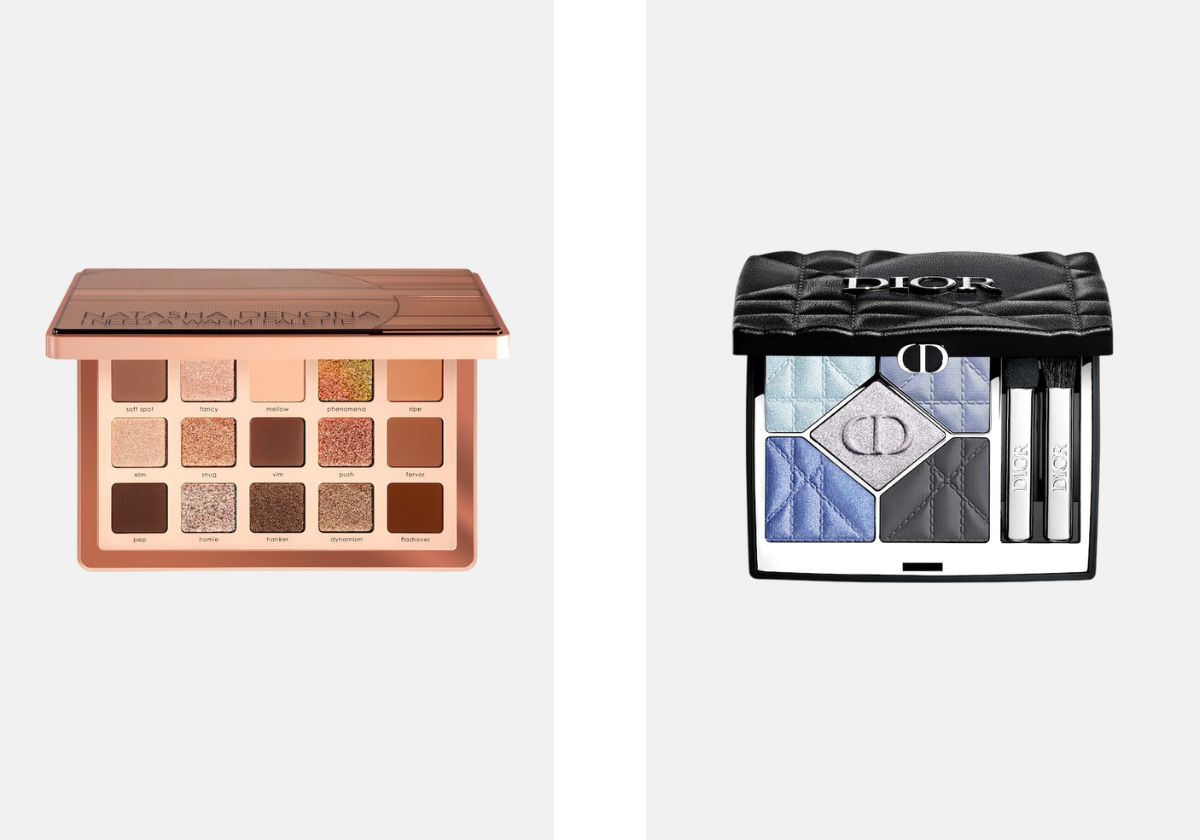 À esquerda: Paleta de sombras I Need a Warm, €79, Natasha Denona, na Sephora. À direita: Paleta de sombras de olhos Diorshow, no tom 170, €72, Dior Beauty, na Sephora.
