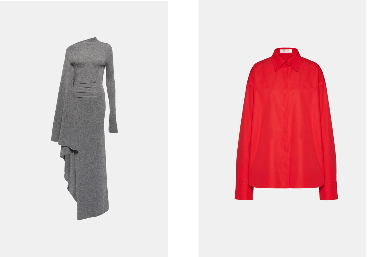 Vestido Zorka em lã e caxemira, € 1.490, Ann Demeulemeester, em mytheresa.com; camisa de popelina, € 1.200, Valentino Garavani.