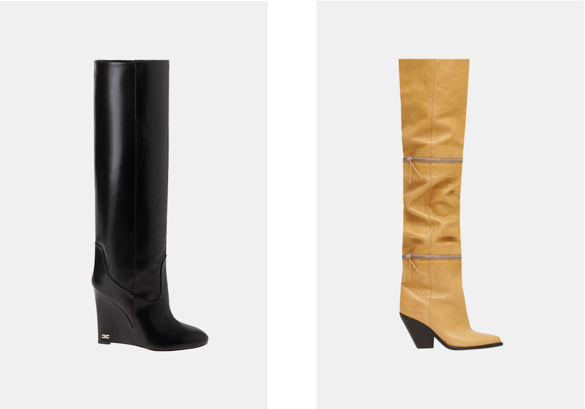 Em pele, € 1.089, Elisabetta Franchi; Leloide em pele, € 2.190, Isabel Marant.