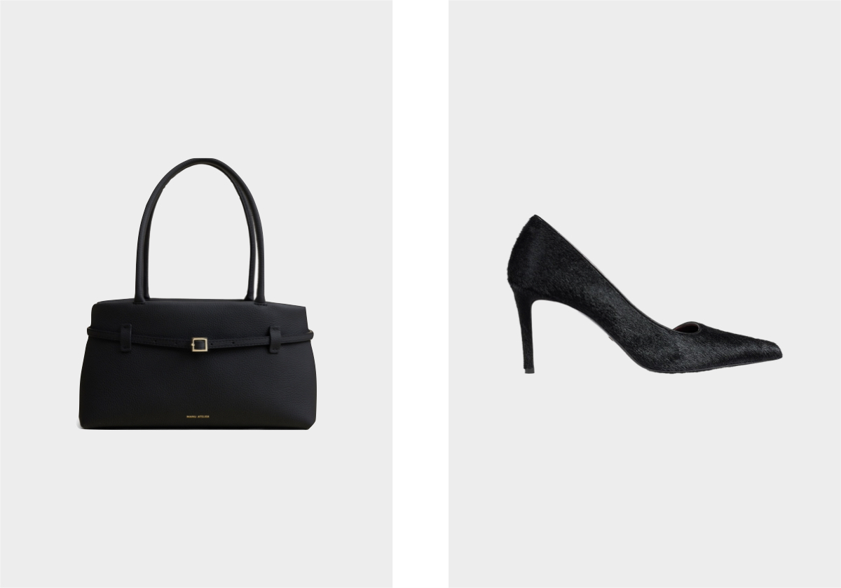 Carteira Le Cambon, € 625, Manu Atelier; Sapatos Jett D'Orsay, € 1.120, Khaite.