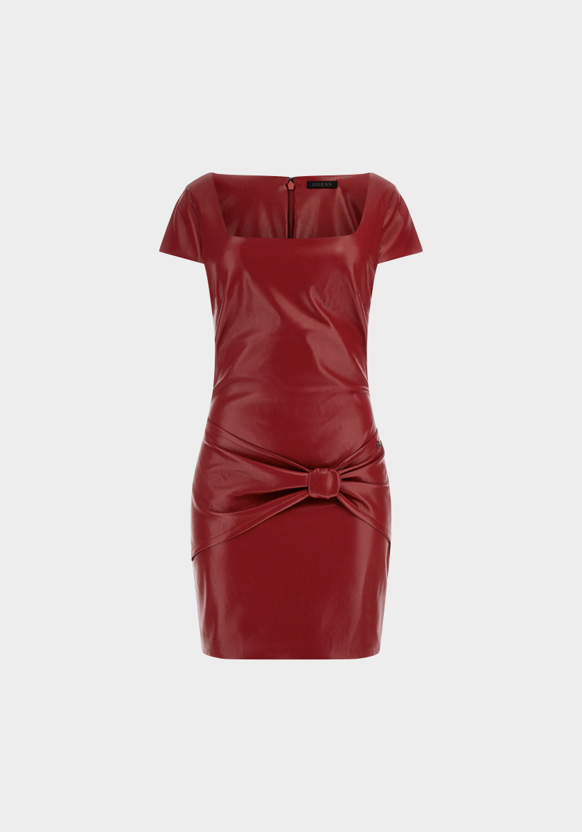 Vestido em pele sintética, € 140, Guess.