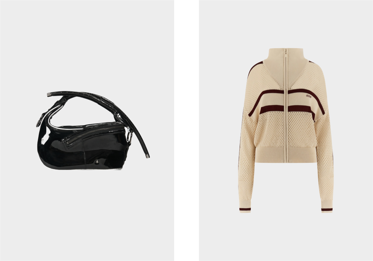 Carteira Beauty Bag, € 445, Ottolinger; casaco em algodão, € 120, Guess.