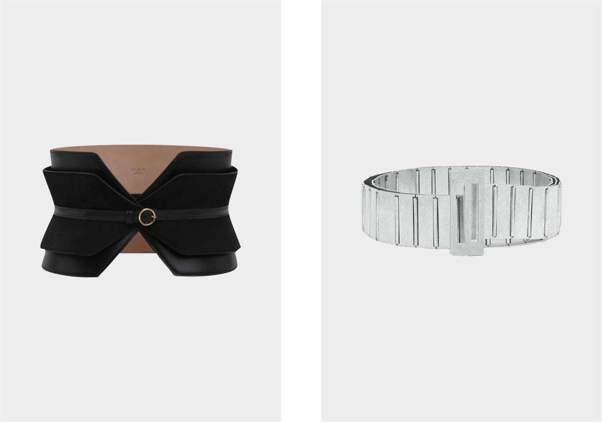 Double Bustier, € 1.600, Alaïa; em metal, € 49,99, Parfois