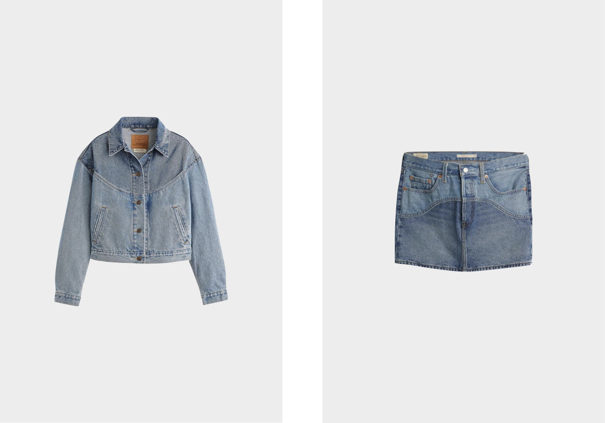 Casaco e saia Shrunken '90s Western, € 140 e € 79, Levi's.