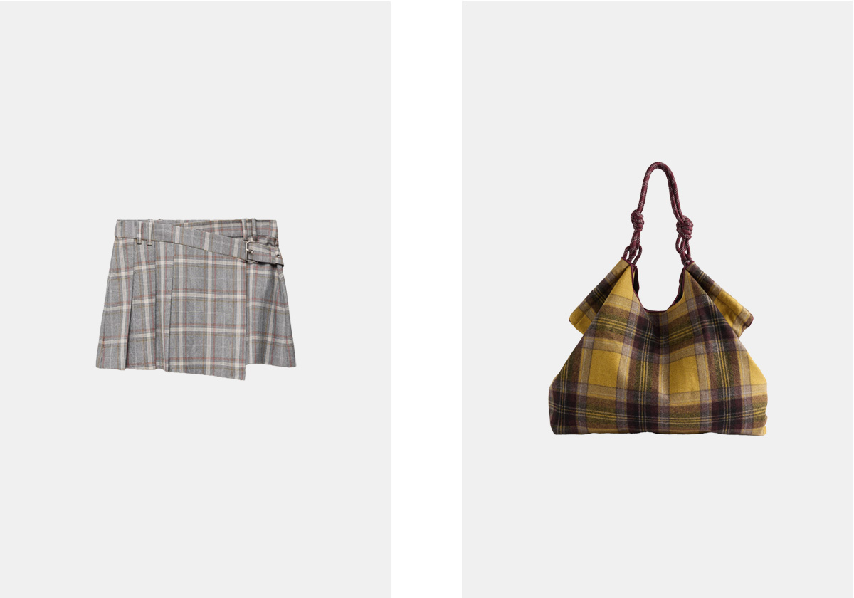 Saia em poliéster, € 29,99, Mango; carteira Shopper, € 29,99, Parfois.