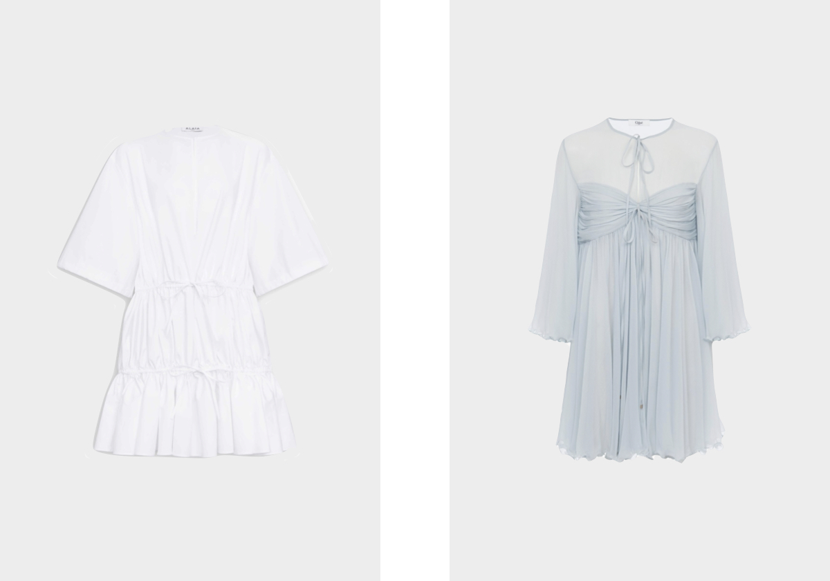 Em algodão, € 1.600, Alaïa; em seda, € 2.490, Chloé.