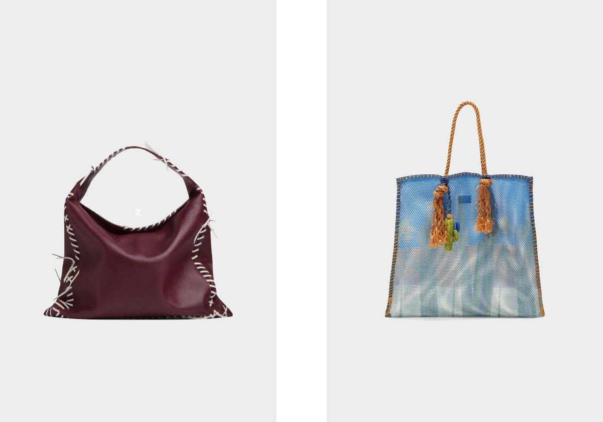 Large Hoop em pele, € 7.500, Bottega Veneta; em rede, € 29,99, Parfois.