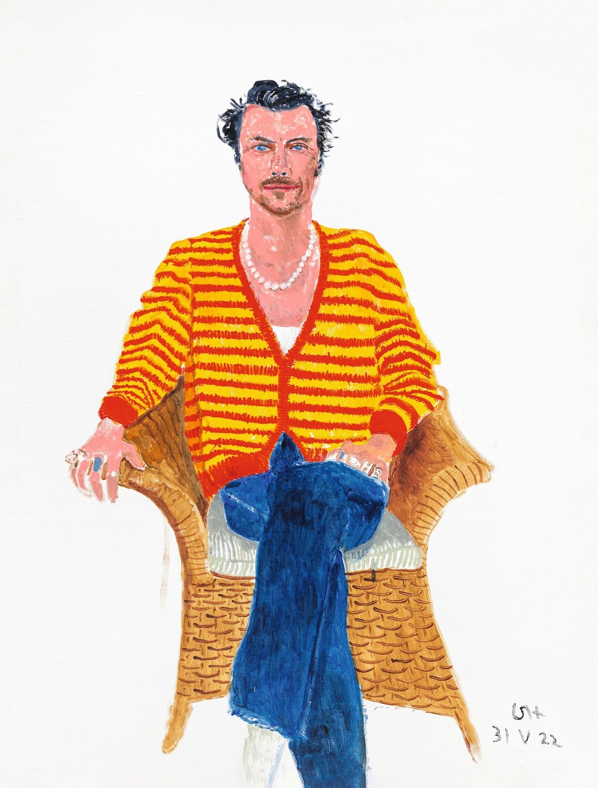 David Hockney, Harry Styles, 31 de maio de 2022. Acrílico sobre tela121,92 x 91,44 cm © David Hockney.