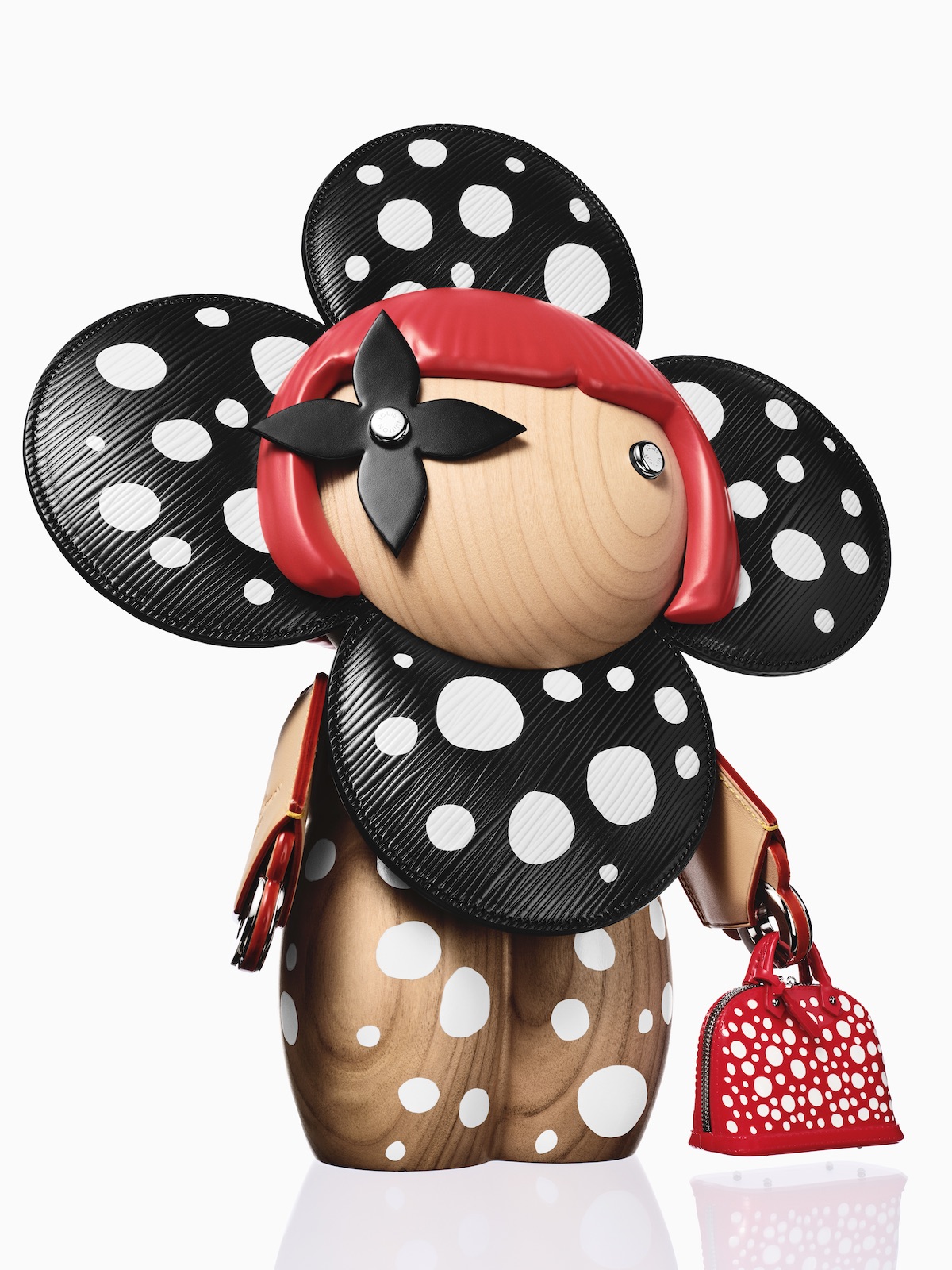Vivienne em cerejeira, pele Epi e resina com carteira Alma estampada com Infinity Dots, Louis Vuitton x Yayoi Kusama.