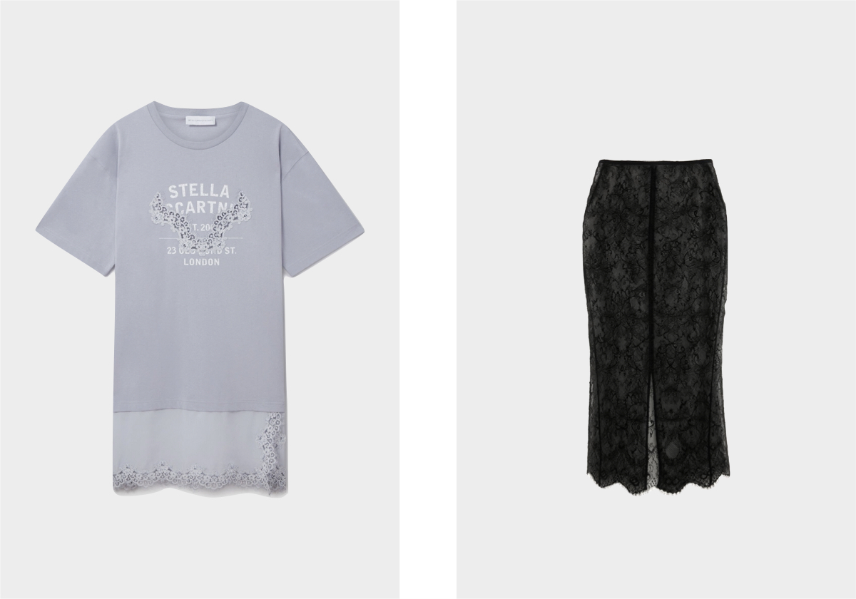 Vestido em algodão, 1.290, Stella McCartney; saia em viscose e poliamida, € 755, Victoria Beckham.