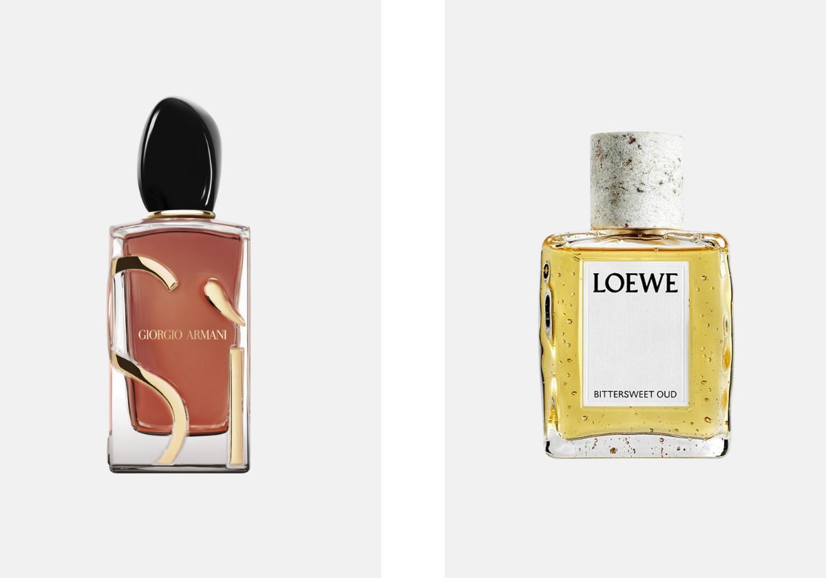 Parfum SÌ 100ml, € 200,11, Armani Beauty, na Perfumes e Companhia; Eau de Parfum Bittersweet Oud 100ml, € 395, Loewe, no El Corte Inglés.