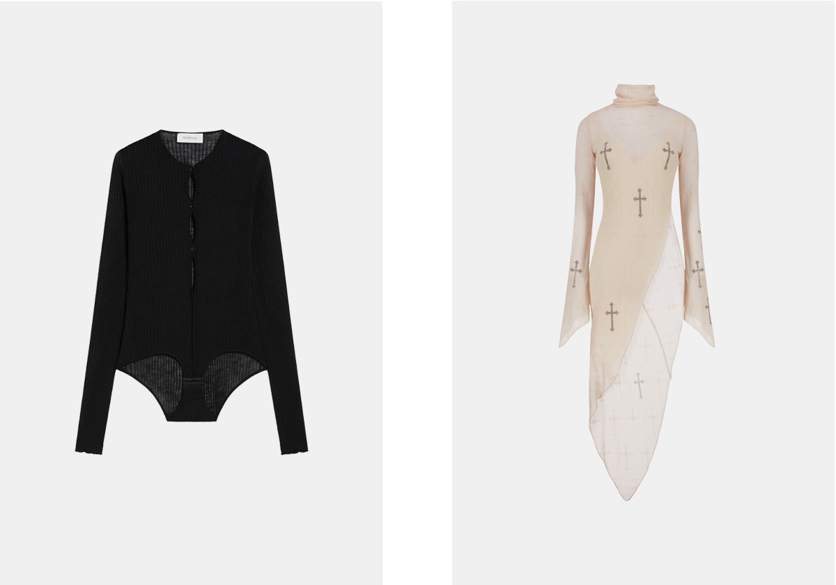 Body em lã, € 519, Sportmax; Top em mohair, € 550, Aniye Records.