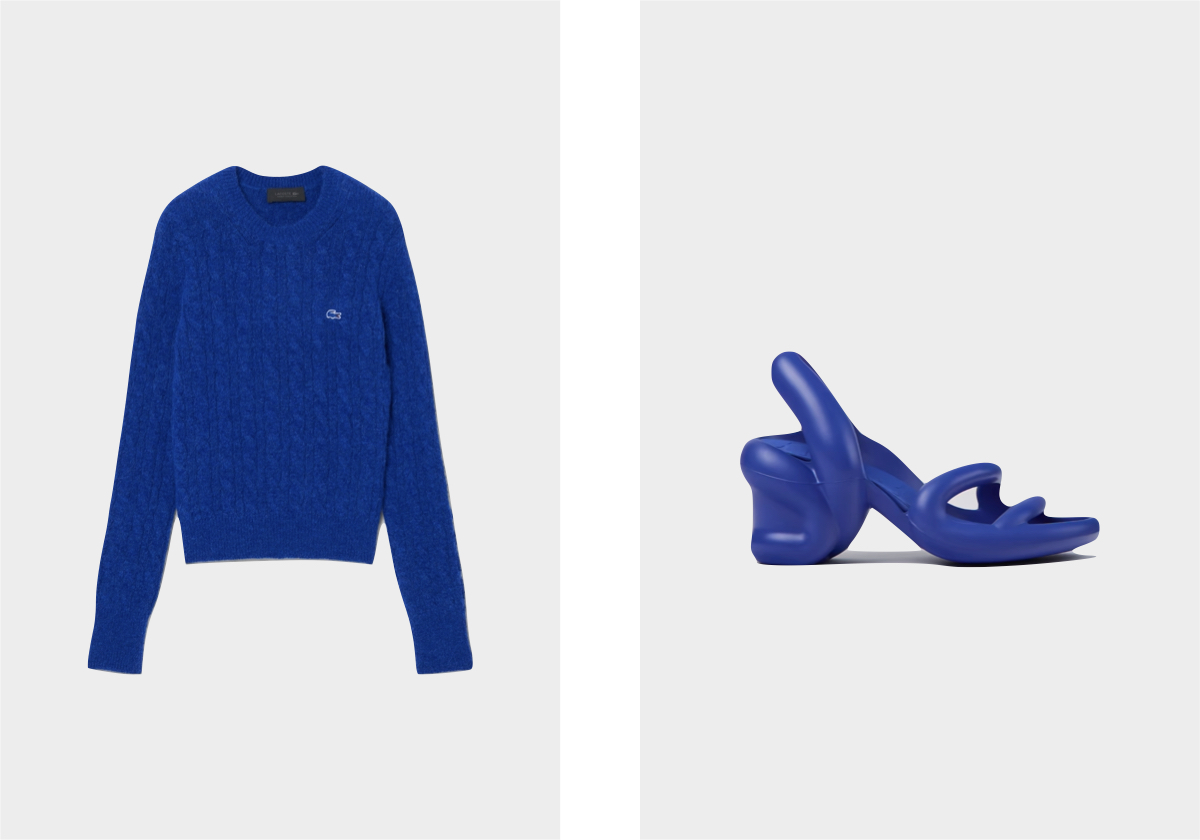 Camisola em lã, € 350, Lacoste; Sapatos Kobarah, € 280, Camper.