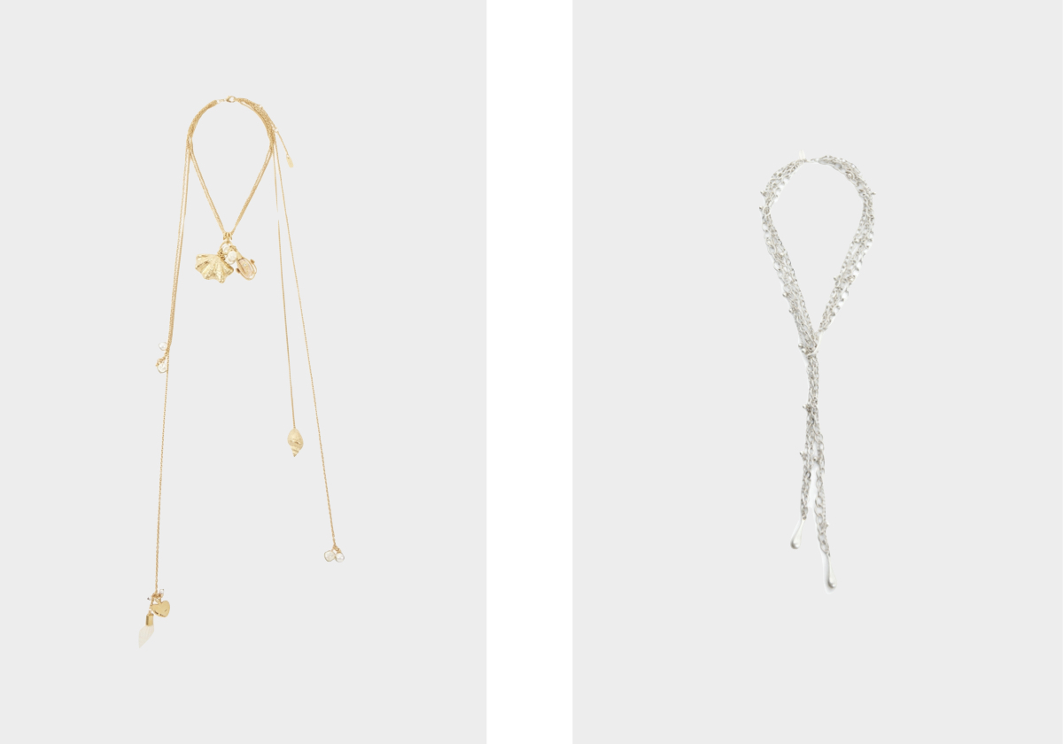 Chloé Shells, € 890, Chloé em mytheresa.com; em ferro, € 29,99, Mango.