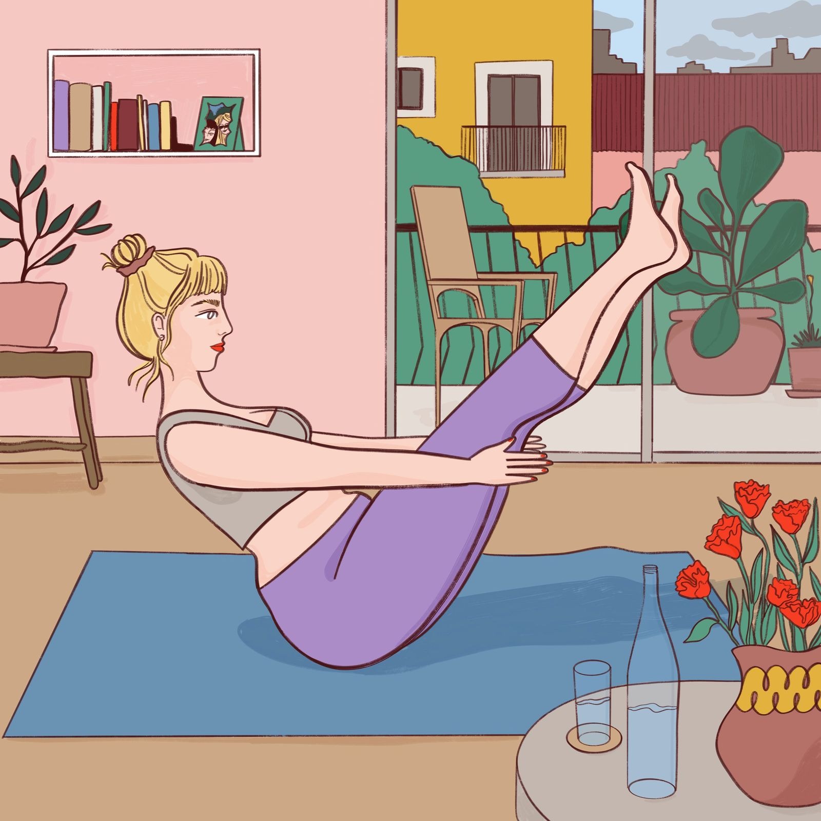 A pose do barco no yoga é muito eficaz para fortalecer o abdómen e promover a concentração.