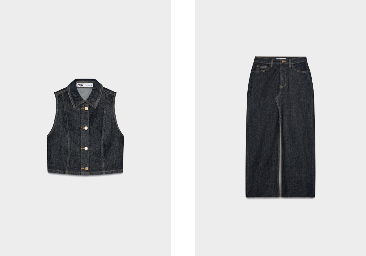 colete e saia Z1975, € 19,95 e € 25,95, Zara.
