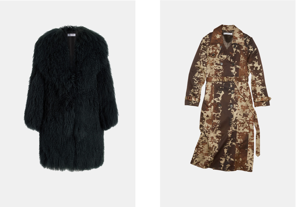 Em Shearling, € 5.450, Michael Kors Collection; em algodão, € 1.200, Acne Studios.