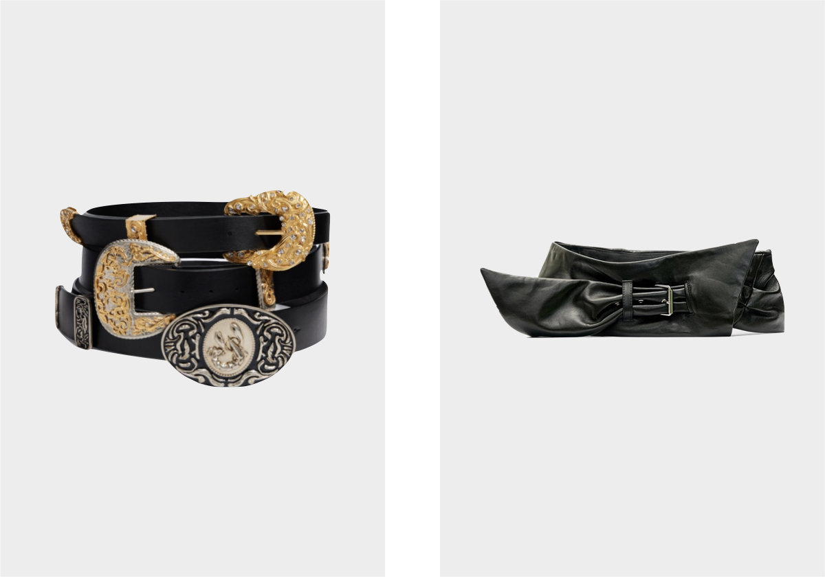 Triple Western, € 6.500, Schiaparelli; Caren em pele, € 550, Isabel Marant.