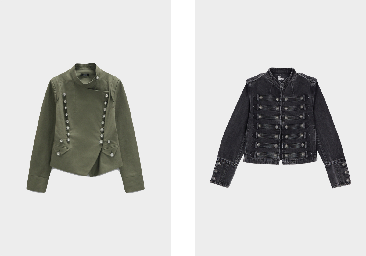 Em algodão, € 59,99, Parfois; em denim, € 395, The Kooples.